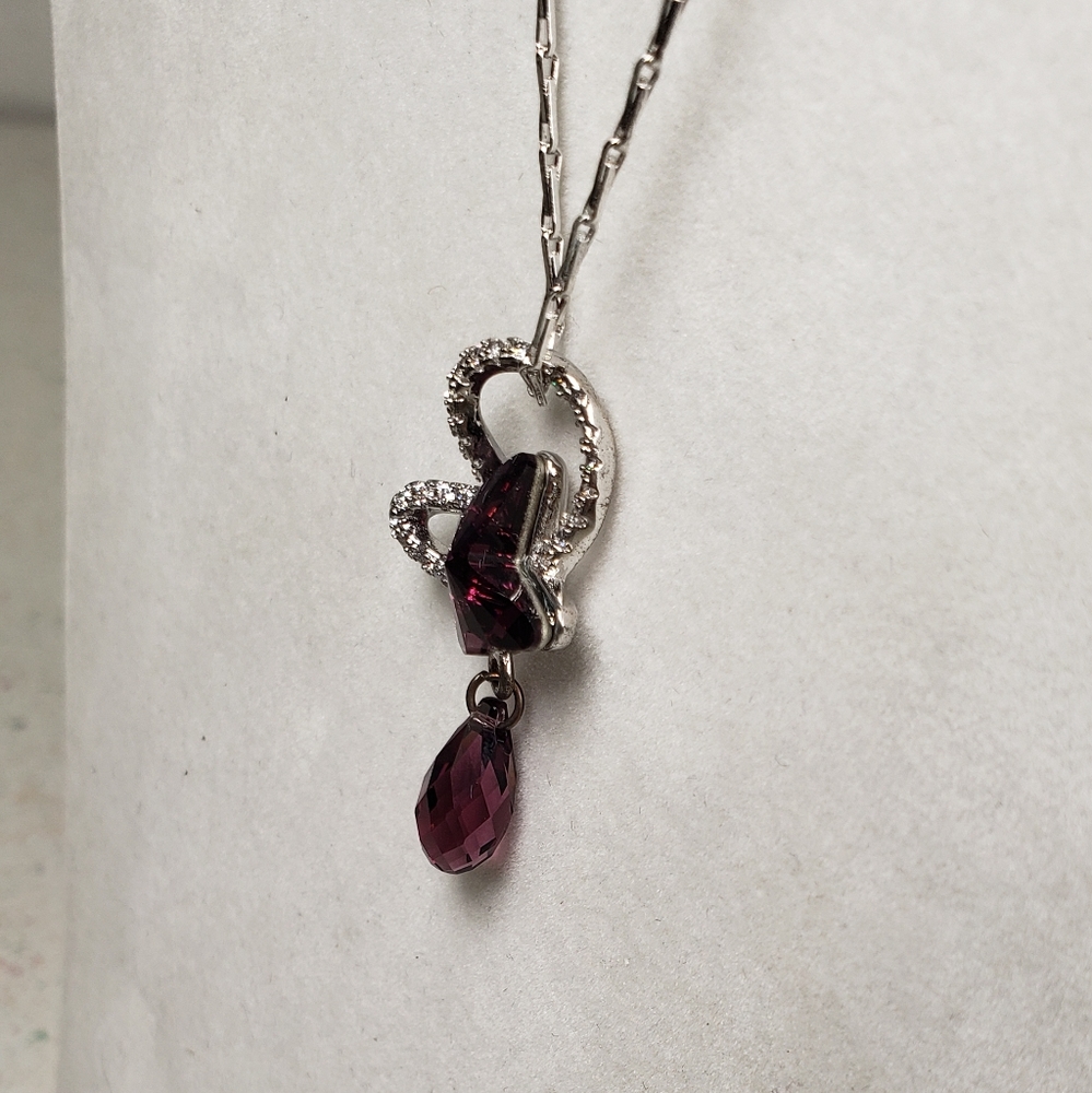 Citled Swarovski Crystal Birth Stone Amethyst Double Butterfly Pendant - Picture 8 of 13
